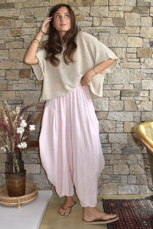 Tasha Cushion Cotton Sia Barrel Pant Seashell